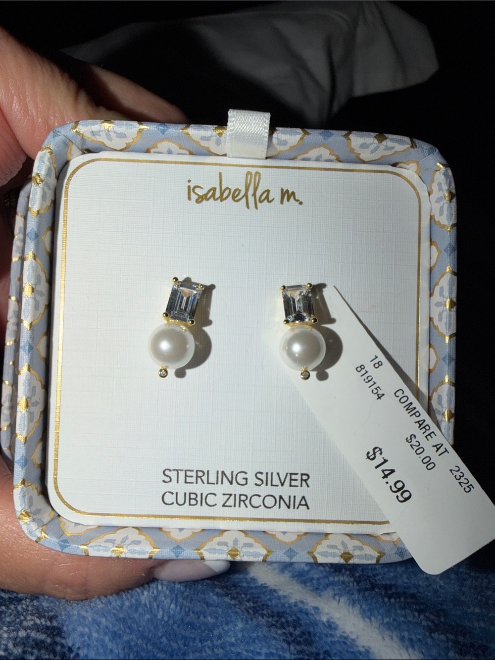 Abella Gold Cubic Zirconia and Pearl Stud Earrings